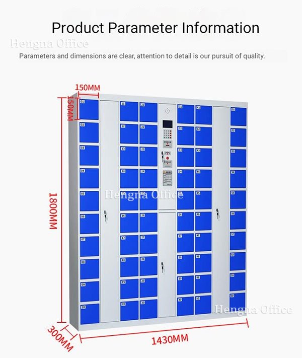 Heavy-Duty 60-Bay Metal Phone & Valuables Locker | Intelligent Barcode Access | 1800mm High x 1430mm Wide