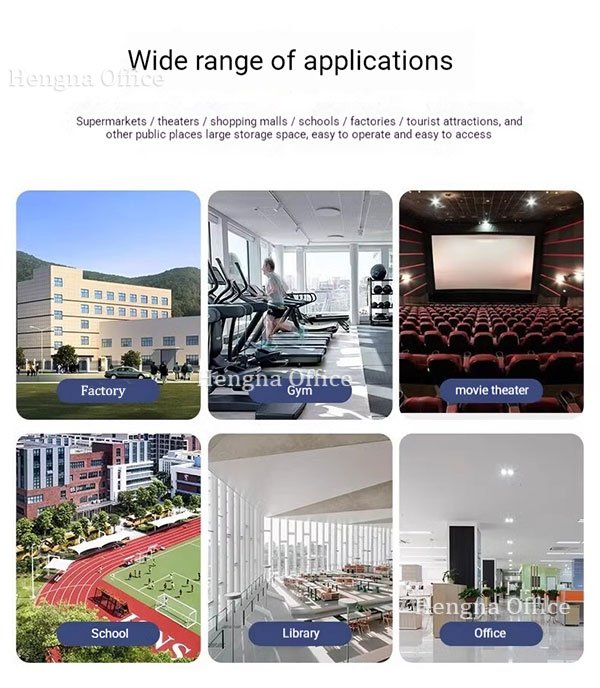 Wide range of locker applications including factories, gyms, movie theaters, schools, libraries, and offices.