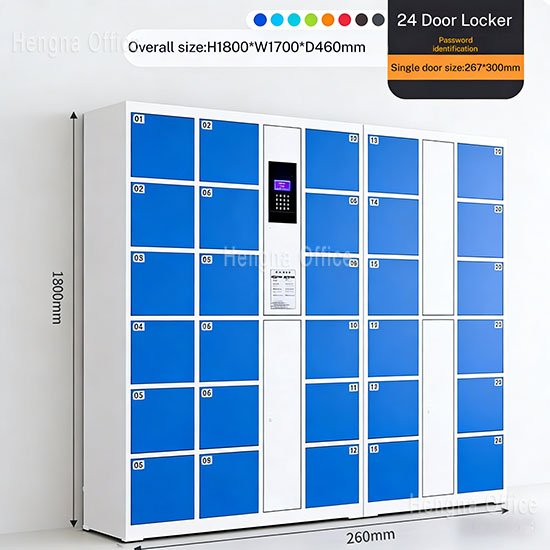 High-Capacity 24 Door Educational Facility Lockers HNMI24uc,blue,Secure Electronic Metal Storage Bulk Order