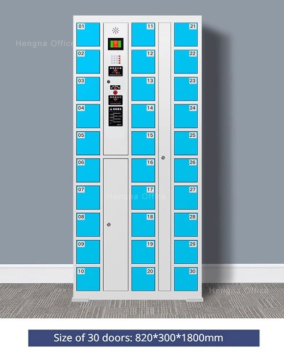 Smart 30 Compartment Cell Phone Locker with Fingerprint Access for School Classroom Management