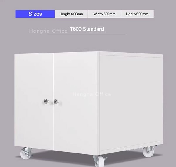 Steel Floor Standing Printer Cabinet with Paper Storage — Tall 600mm, Adjustable Shelf, 50% More Storage, Matte White