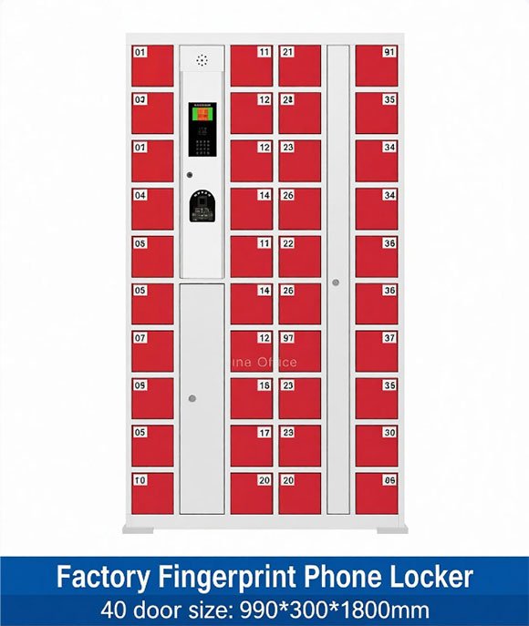Factory Fingerprint Phone LockerBiometric Employee Storage Cabinet for No-Phone Manufacturing